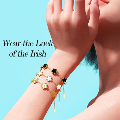 Stainless Steel Bracelet Double Sided Bracelets Five Leaf Petals Flower Gold Plated Clover Women Fashion Jewely